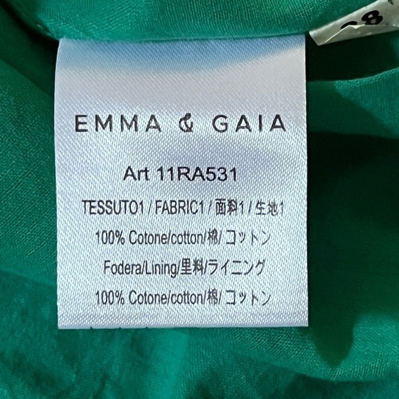 EMMA & GAIA Red Label 100% Cotton Green 3/4 Sleeve Button Up Shirt Dress Italy 8 - Picture 10 of 16